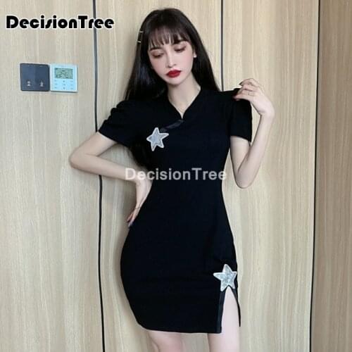 2021 sexy womens qipao modern cartoon printed cheongsam chinese dress oriental lady clothing cheongsam dress