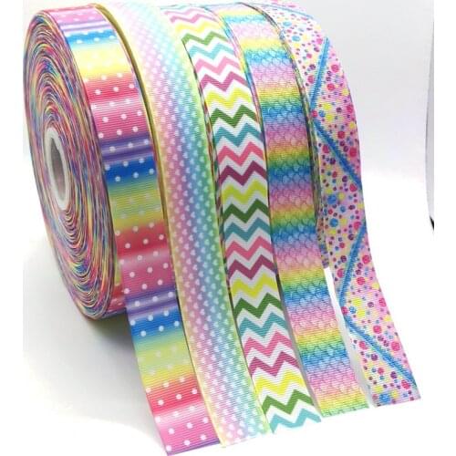 25MM 5 Meters Rainbow Cartoon Ribbon Grosgrain DIY Handmade Ribbons For Hair Accessories Crafts Custom Ribbon Decoration Sewing