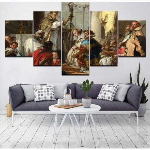 5 Pcs Canvas Wall Art The Sitting Room Frame Paintings The Marriage of the Emperor Frederick Wall Decor Irregular Print Picture