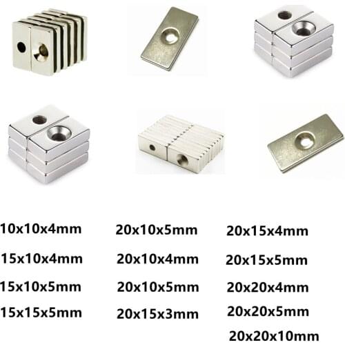 5pcs Rectangle Countersunk NdFeB Neodymium Magnet Powerful Rare Earth Permanent Fridge Magnets N35 For DIY