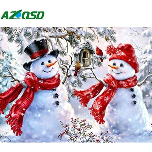 AZQSD Diamond Painting Snowman Cross Stitch Diamond Embroidery Winter Home Decor Gift Handmade Rhinestones 5d Diy Needlework