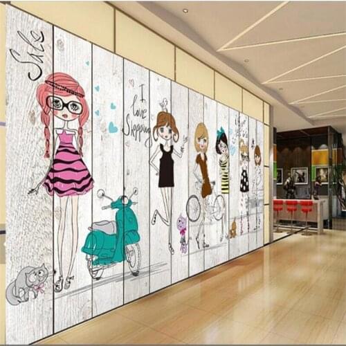 Beibehang 3 d custom wall paper fashion girl wood sofa sitting room 3 d wallpaper wallpaper photo home decoration