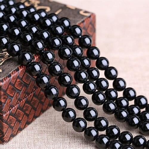 Grade A Natural Black Agate Beads 4mm-20mm Smooth Polished Round 15 Inch Strand MN04