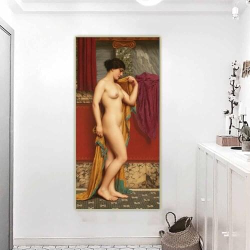 Citon John William Godward《A Bather》Canvas Art Oil Painting Artwork Poster Picture Wall Decor Home Living room Decoration