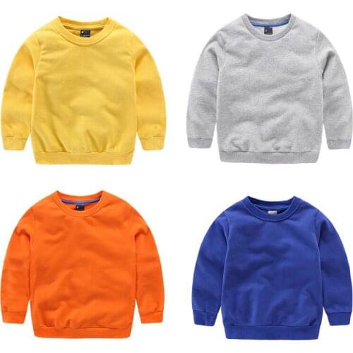 Childrens Sweatshirts Girls Sweatshirts Kids T Shirt Cotton Pullover Tshirts for Baby Boys Autumn Solid Color Clothes 2-6 Years