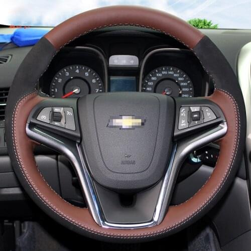 DIY Car Steering wheel cover Sweat absorption leather Hand stitch grips For Chevrolet Cruze AVEO Malibu Captiva TRAX Cavalier