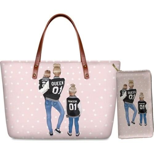 INJERSDESIGNS Tote Bags for Women 2020 Queen And Princess Printing Luxury Handbags&Purse Set Ladies Beach Totes Females Handbag