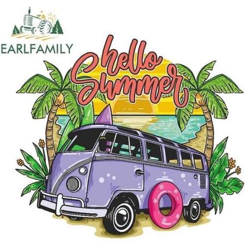 EARLFAMILY 13cm x 12.2cm For Peace Hippie Bus Fine Car Stickers Vinyl Material Decal Waterproof Car Accessories Decoration