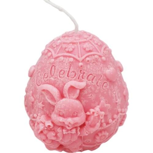 Candle Mould Chocolate Baking Tools Candy Mold Home Pink Cartoon Bunny Kitchen DIY Easter Eggs