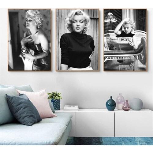Marilyn Actor Monroe Mural Canvas Painting Posters and Prints Nordic Style Wall Art Picture Living Room/Bedroom Home Decor