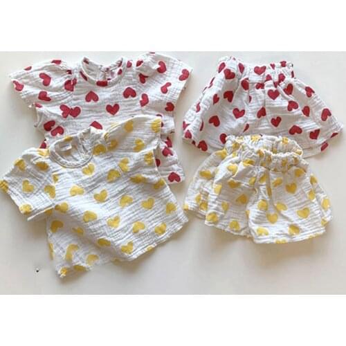 Clothes Child Boy Baby Girls Little Heart Print Cool Clothing T Shirt Shorts Sets 2021 Summer 0-5 Years Kids Overalls Bodysuits