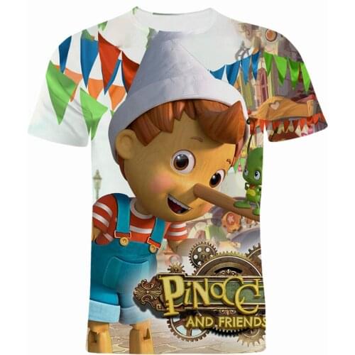 Mens Clothing Cartoon Anime Disney Movie Pinocchio 3D Printed Women T-shirts Summer Fashion Boy Girl Kids Tee Shirt Tops