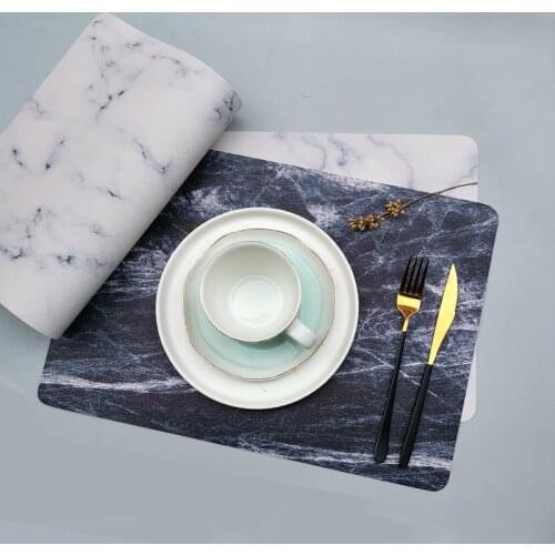 Ins Marble Leather Placemat Custom Hotel Restaurant Western Table Mat Nordic Non-slip Table Mat Place Mats for Dining Table
