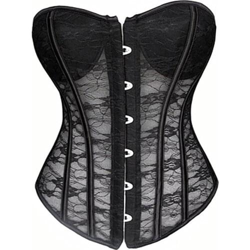 Palace Sexy Lace Steel-Bone Overbust Corset Ladies Body Shaping Corset Tops Black White XS-2XL