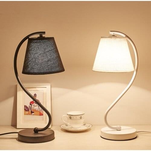 Concise Eyeshield Led Desk Lamp Bedroom Bedside To Work In An Office Originality Personality Arts Iron Cloth Cover Desk Lamp