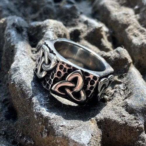 Men Women Celtic Knot Hexagon Stainless Steel Viking Ring Norse Trinity Wedding Rings Strap For Women Promise Jewelry