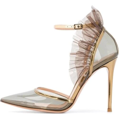 2020 spring and summer new ladies sandals transparent PVC stilettos fashion banquet single shoes large size can be customized
