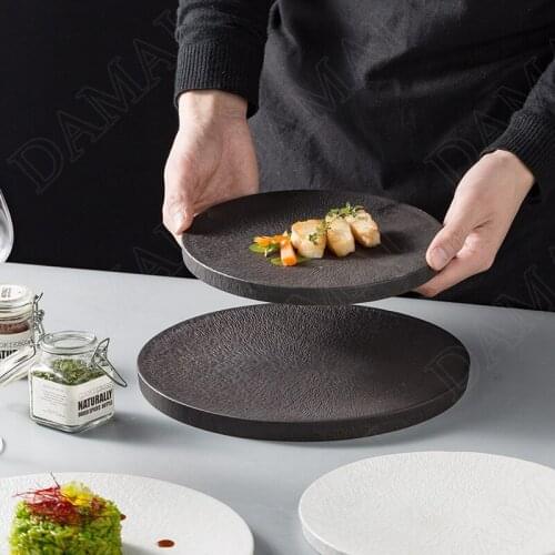 Simplicity Ceramic Plate Relief Western Steak Dish Restaurant Serving Tray Wedding Desktop Cake Lay Out Home Kitchen Tableware