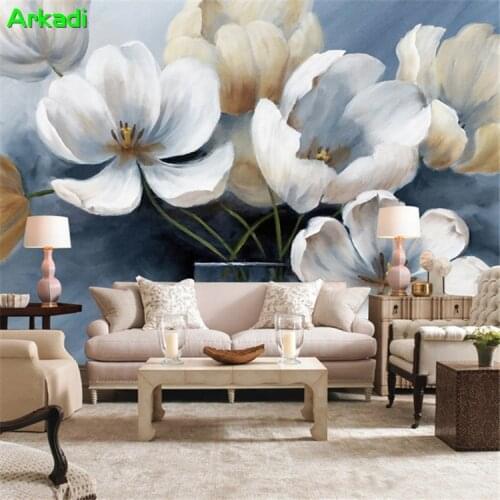 Vintage painting poppies wallpaper tv background bedroom living room dining room casual cafe wall decoration retro mural