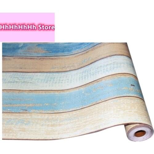Instant Sticker Waterproof Self-adhesive Wallpaper Mediterranean Wood Grain Paper Living Room Bedroom Wall Renovation Wallpaper