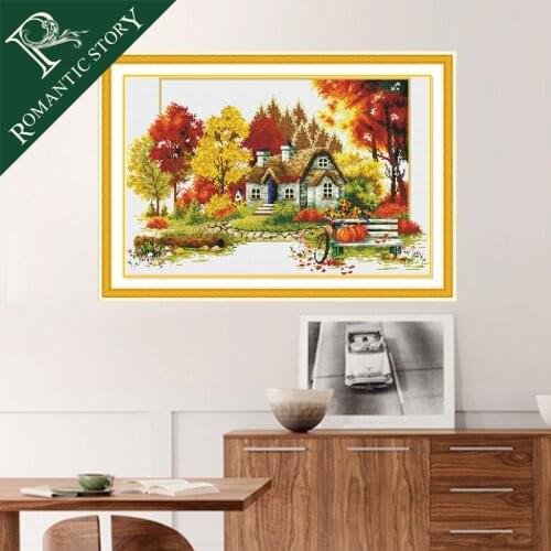 Embroidery,Needlework,Cross stitch kits,Fairy Cottage,pre-printed 11ct scenery home DIY Cross-stitch,threads embroidery,Romantic