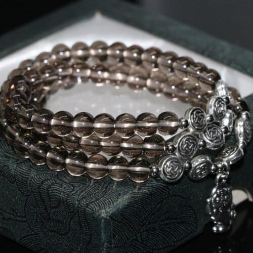 Top quality fashion original design gray electroplate crystal multilayer bracelets 6mm round beads pendant diy jewelry B2244