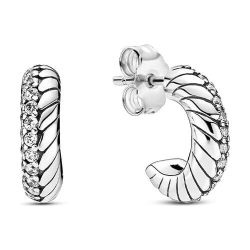 2020 New Autumen Pave Snake Chain Pattern Hoop Earrings For Women 925 Sterling Silver earring silver 925 brincos fine jewelry