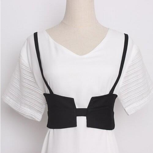 Womens Runway Fashion Black Fabric Vest Cummerbunds Female Dress Corsets Waistband Belts Decoration Wide Belt TB1758