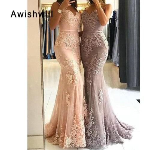 Custom Made Spaghetti Strap Appliques Lace Formal Evening Dress Women Sleeveless Sexy Mermaid Prom Dress Long