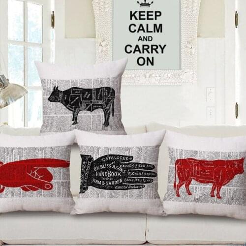 1 piece Hot Fashion Creative gesture Vintage Cow Pattern Seat hug pillow Cover Decorative Home Chair Throw Pillows Case 45x45cm