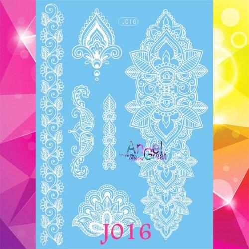 1PC Large Size Indian Totem White Ink Henna Temporary Paste AJ16 Sexy Women Wedding Tattoo Makeup Jewelry Design Tatoos Bracelet
