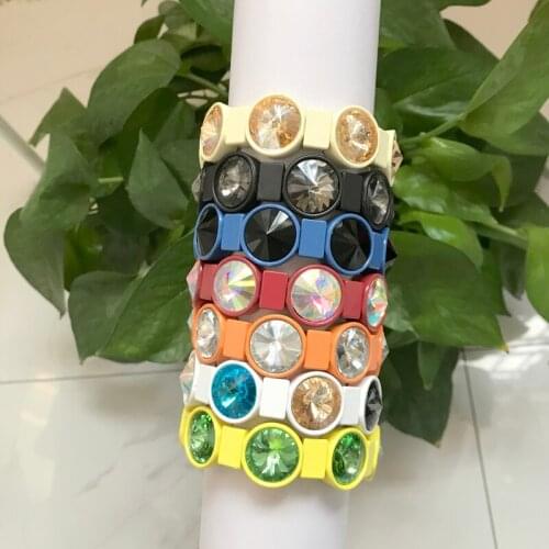 12pcs/lot Most Popular Alloy Paint Beads With Crystal Elastic Bracelets For Men or Women Gift