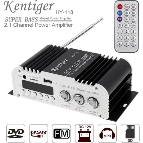 2.1CH Super Bass HI-FI Car Audio High Power Amplifier FM Radio Player SD USB DVD MP3 with Remote Controller for Car Motorcycle