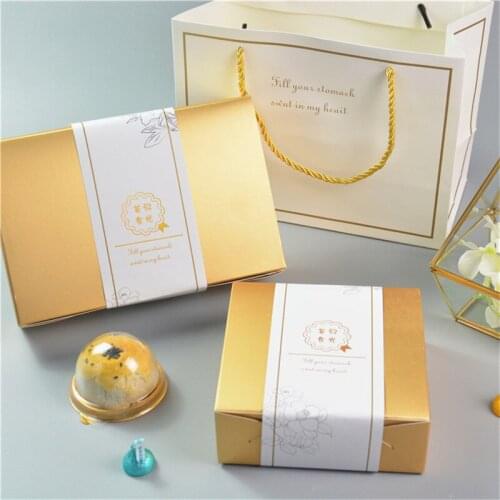 50pcs Net red gold card paper gift boxes square baking package chocolate candy biscuits paper box party favors cake dessert box