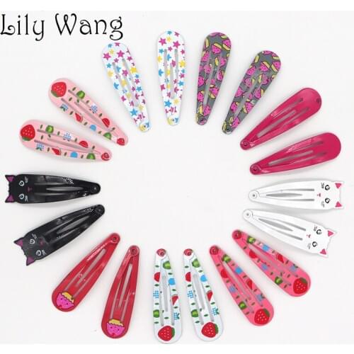 6~18pcs 5cm Korean Metal Printed Snap Hair Clips For Girls Kids Hair Accessories Cute Hair Clip Pins Bb Hairpins Women Barrettes