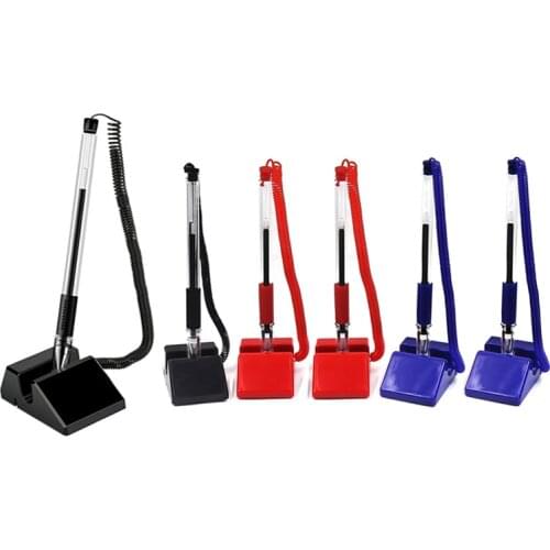 6Pcs/Set Wholesale 0.5mm Desk Stand Stick Fixed Gel Pen Counter Advertising Signature Pen Blue Black Office School Stationery