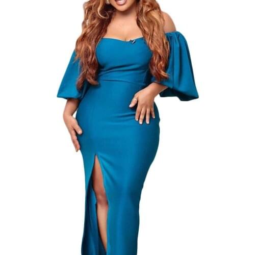 African Dresses for Women Sexy Summer 2021 New African Women Short Sleeve Solid Color Long Dress African Clothes