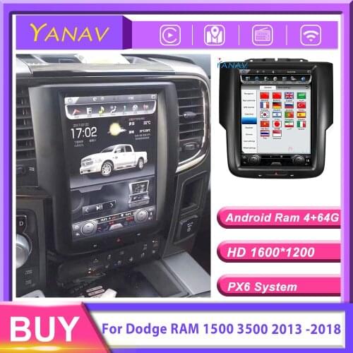2 din Car Radio Android Stereo Receiver For Dodge RAM 1500 3500 2013 -2018 Vertical Screen GPS Navigation Multimedia head unit