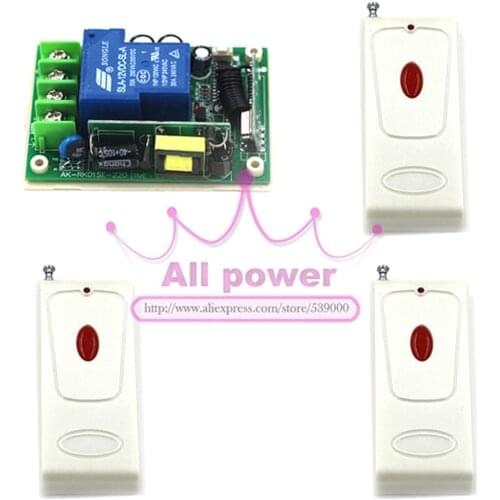 Wireless remote switch AC 85V~250V, light control 1CH RF Switch System,315/433 MHZ 3 Transmitter And 1 Receiver