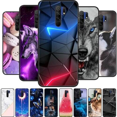 For Xiaomi Redmi 9 Case Cat Flower wolf Cover Silicone Case For Redmi 9 redmi9 Cover Bumper 6.53" Shockproof Phone Coque Case
