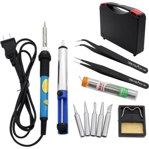 60W Twelve Piece Suit Electric Soldering Iron Kit Set Temperature Adjustable 220V 110V Welding Tools Heater Soldering Tips