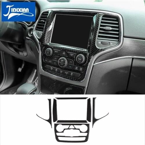 MOPAI Interior Carbon Fiber Car Navigation Center Control Decoration Cover Sticker for Jeep Grand Cherokee 2014+ Car Accessories
