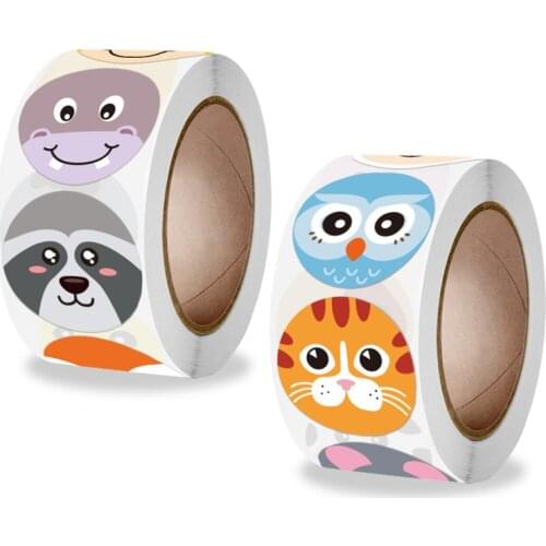 Round Cartoons Animal Encouraging Incentive Sticker Labels For School teacher Reward, Birthday Party Favor, kids Party Favors