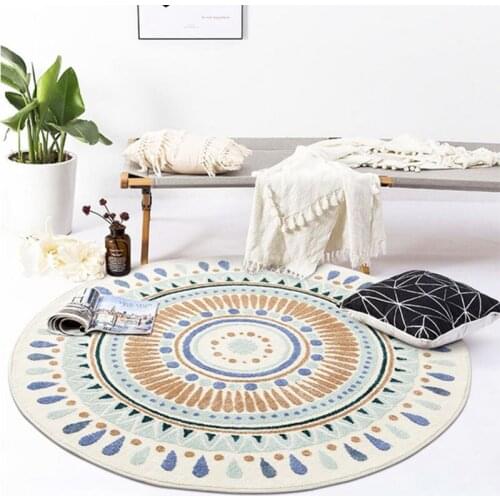 Round Carpet Boho Mandala Style Carpet Nordic Round Plush Carpet Shaggy Fluffy For Living Room Bedroom Bedside Carpet Office Mat