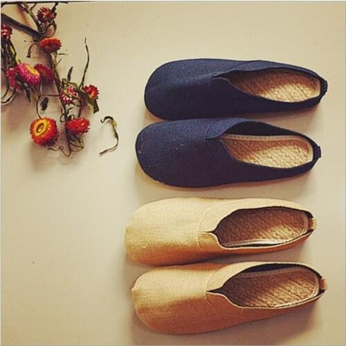 Yunnan Province summer men women Daily slippers breathable linen cloth shoes retro trendy flip flops half casual lazy sandals