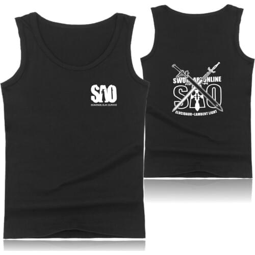 Sword Art Online tank top Sao Japan Hot Anime sleeveless shirt Kirito Elucidator Dark Repulsor tank tops Swordsman Vest Clothing
