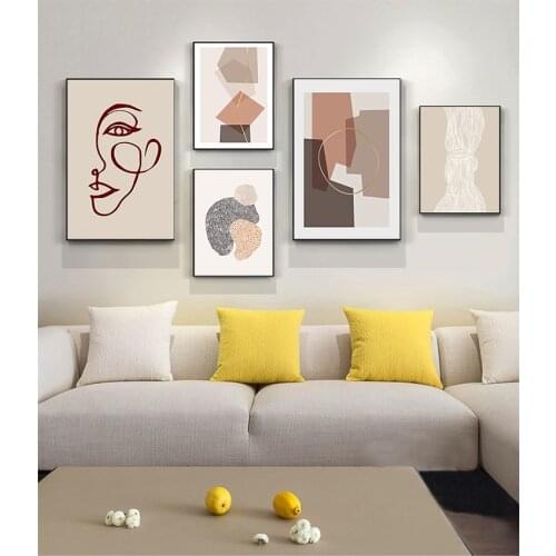 Wall Art Decorative Picture Nordic Decoration Home Minimalist Abstract Line Face Canvas Prints Paintings For Living Room