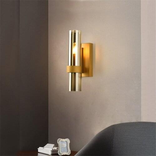 Nordic American Loft Smoke Gray Glass Wall Lamps Bedroom Modern Luxury Art Hotel Aisle Vintage Sconce Wall Lights Fixtures