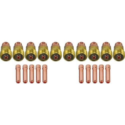 New 20Pcs TIG Stubby Gas Lens 17GL332 10N24S 3/32 & TIG Collet Kit for DB SR WP 17 18 26 Tig Welding Torch Weld Consumables