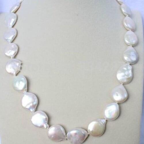 Noblest AA+ 12-13 mm white coin pearl necklace
